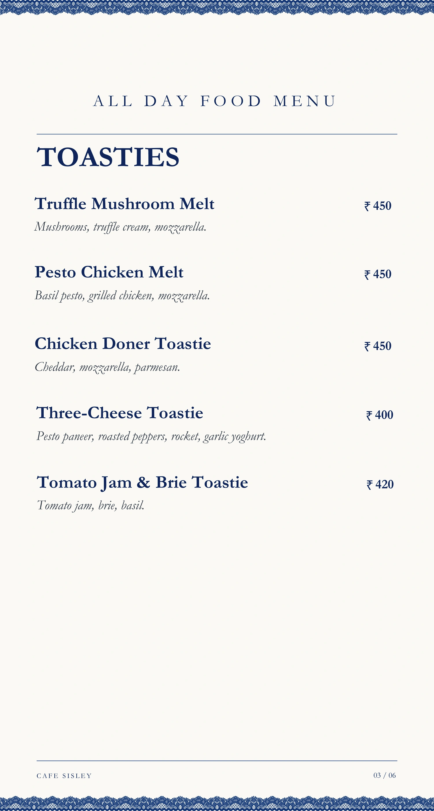 Cafe Sisley menu page 10